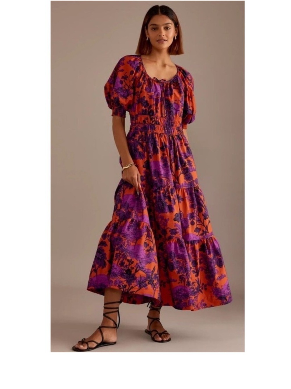 Anthropologie Somerset Puff-Sleeve Maxi Dress Size Small